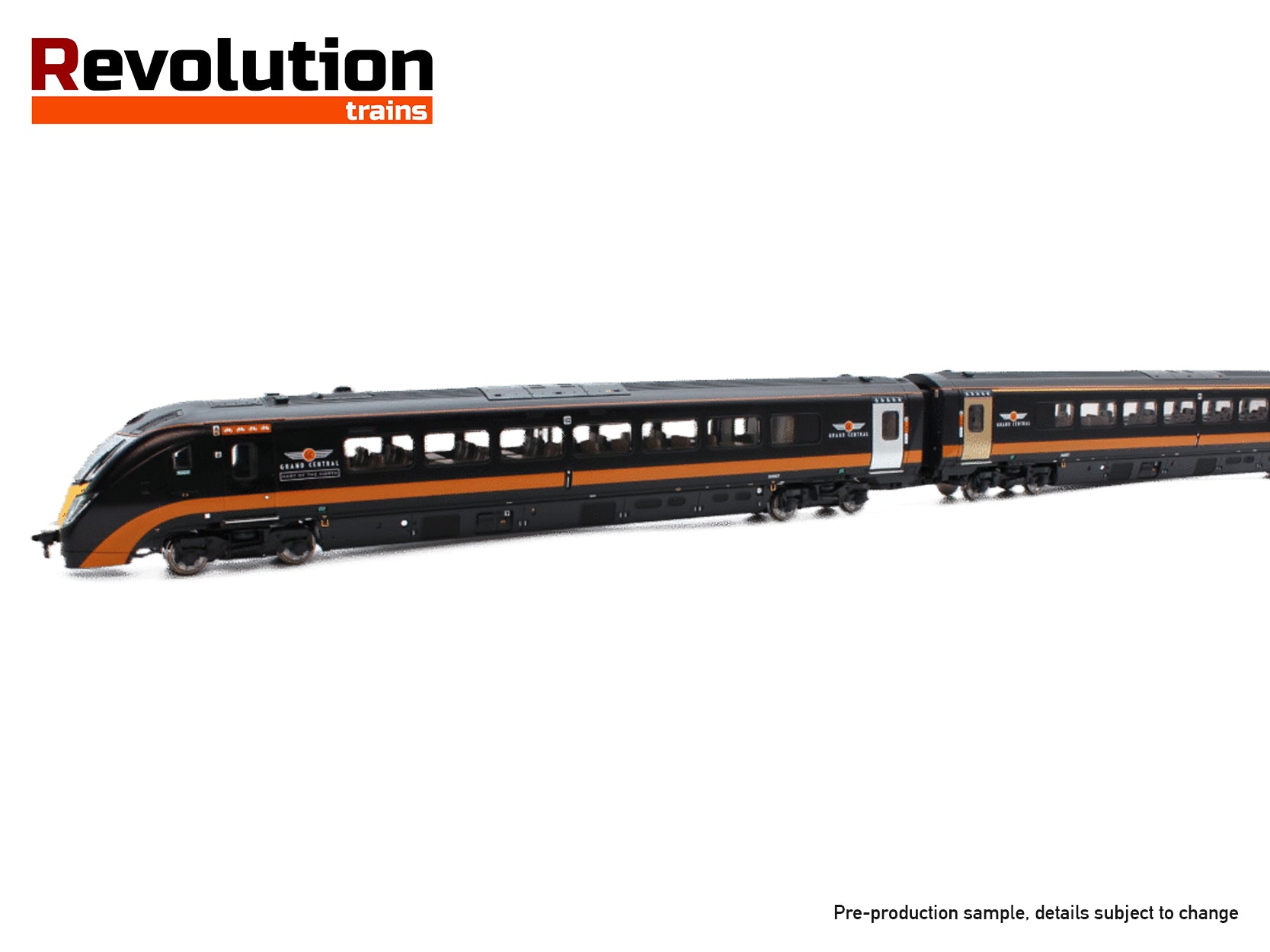 180107 Hart of the North — 5 car unit in Grand Central livery (DCC Ready) — Revolution Trains Class 180