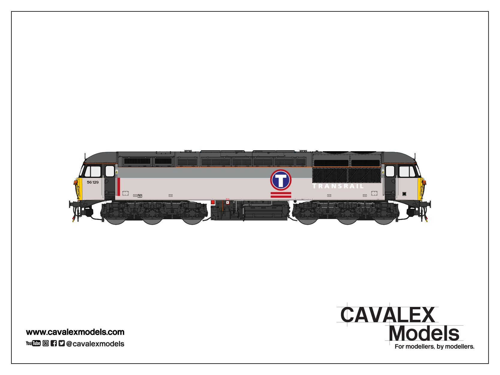 Cavalex Class 56 56129 Triple Grey Transrail - Crewe (S4) - DCC Ready