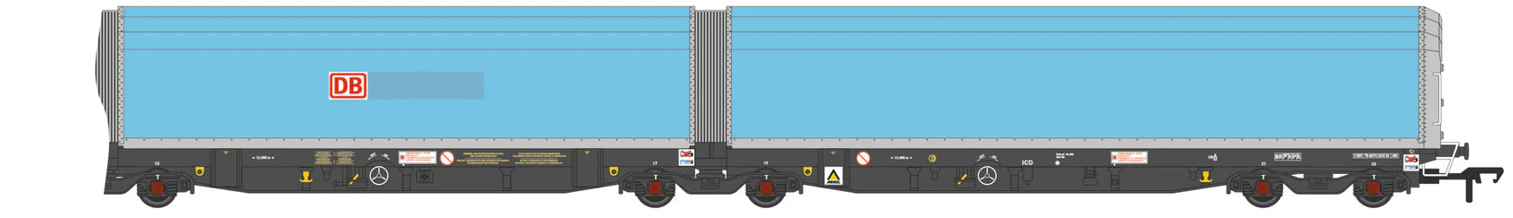 OO/4mm 5-car Arbel WIA car carrier with DB branding. Wagon number 85 70 4971 043-0