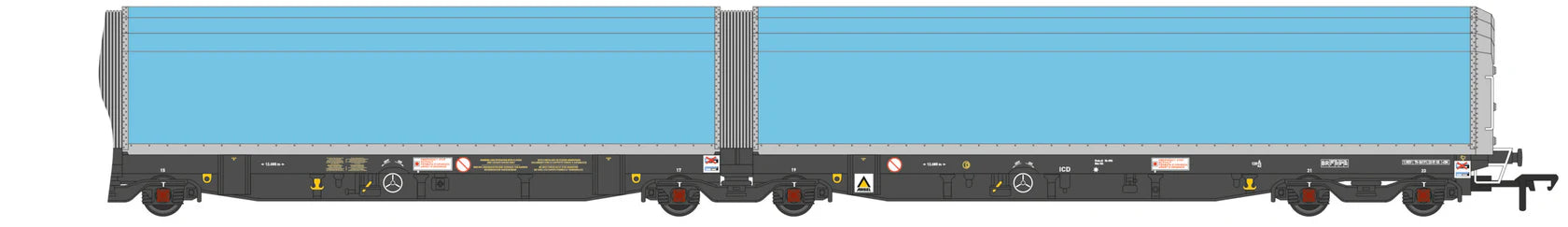 OO/4mm 5-car Arbel WIA car carrier plain blue. Wagon 85 70 4971 044-8